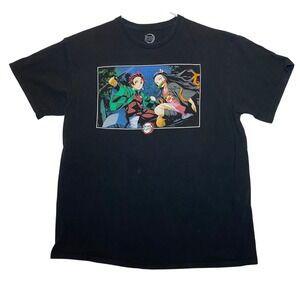 Demon Slayer Tanjiro Nezuko Anime Graphic T Shirt Black Mens Large